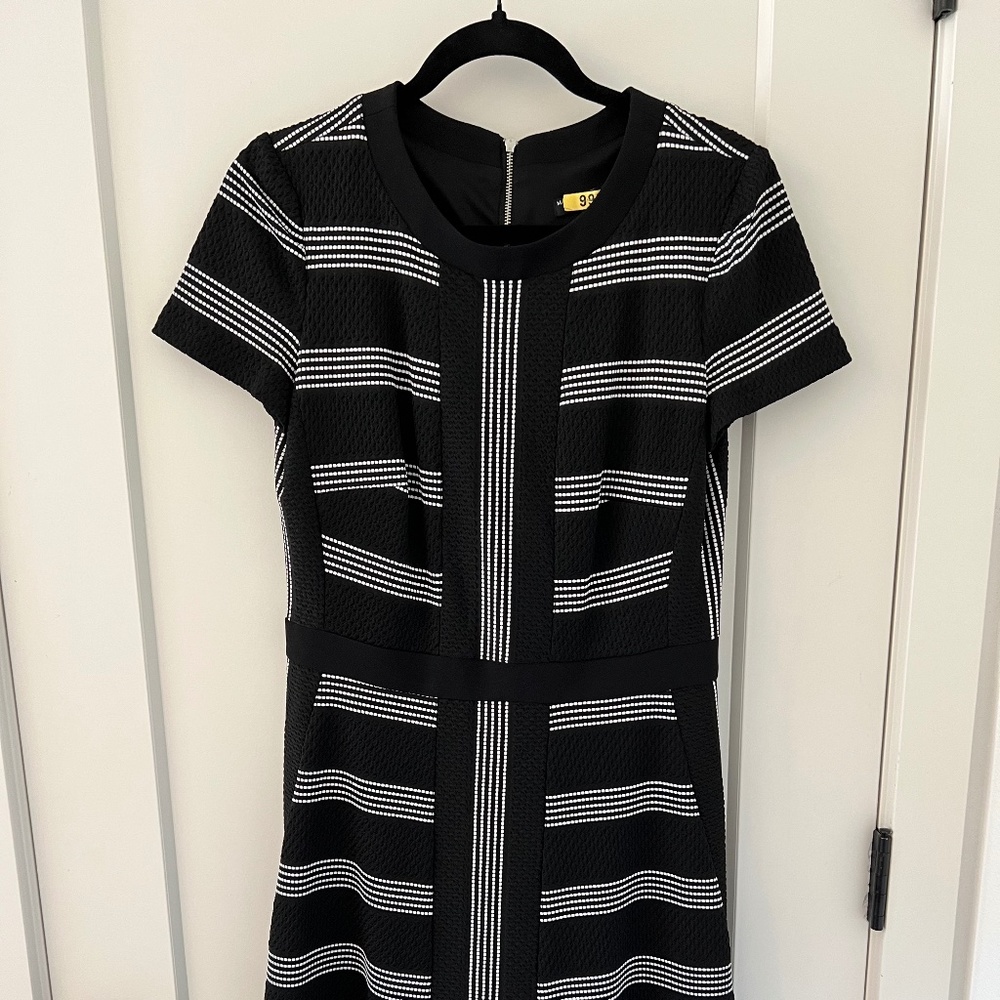 Maggy London Black and White Striped Dress